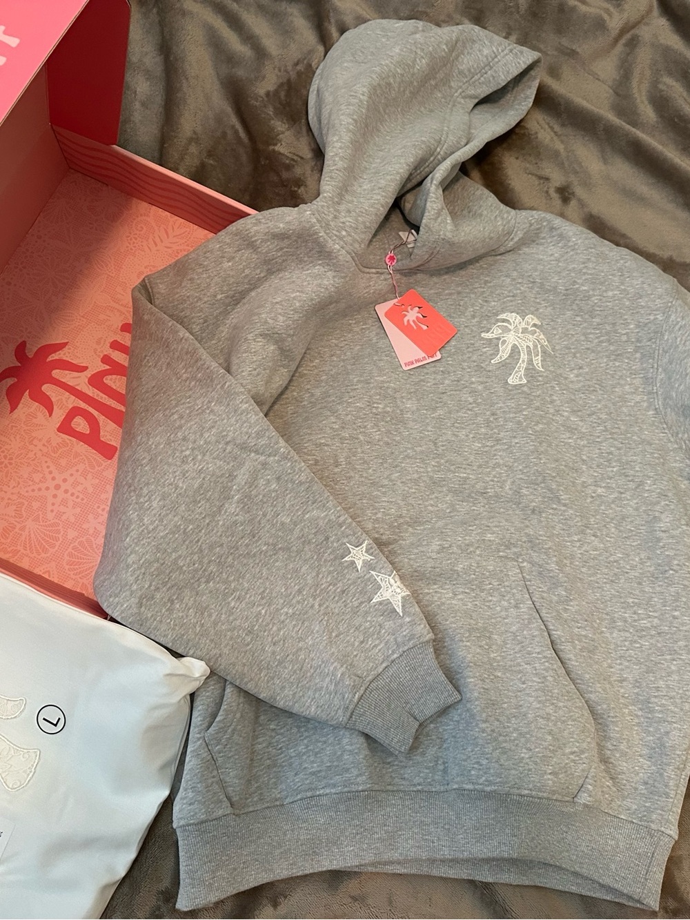 Light Angel Wings Hoodie  - Women Sweater "Lacy" Hoodie in Sky Grey
